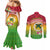 Melanesian Ni-Vanuatu Couples Matching Mermaid Dress and Long Sleeve Button Shirt Sea Turtle with Sand Drawing Pattern