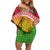 Melanesian Ni-Vanuatu Family Matching Off Shoulder Short Dress and Hawaiian Shirt Sea Turtle with Sand Drawing Pattern