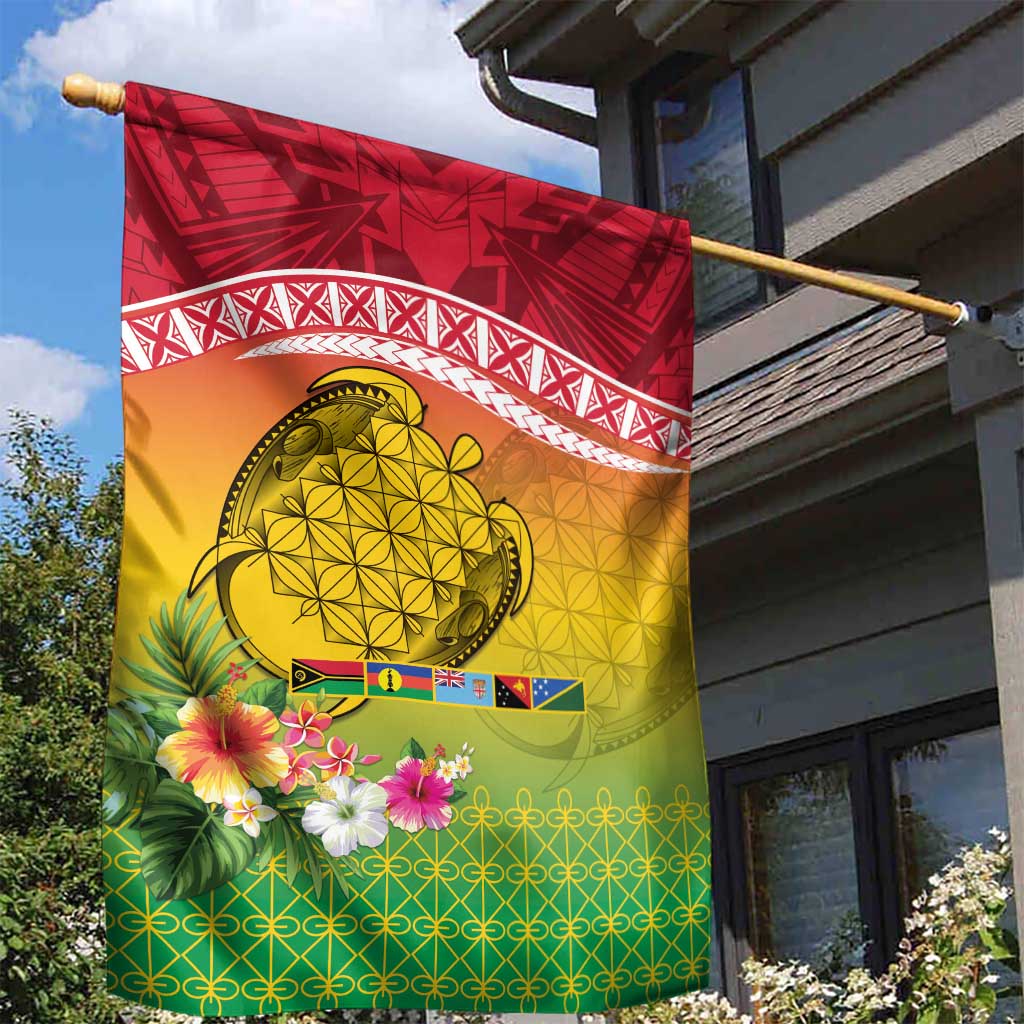Melanesian Ni-Vanuatu Garden Flag Sea Turtle with Sand Drawing Pattern LT9 - Polynesian Pride