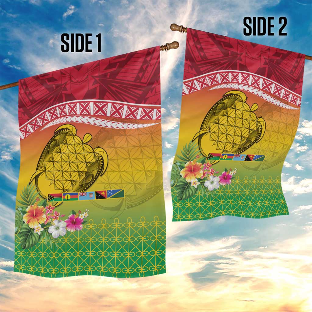 Melanesian Ni-Vanuatu Garden Flag Sea Turtle with Sand Drawing Pattern LT9 - Polynesian Pride