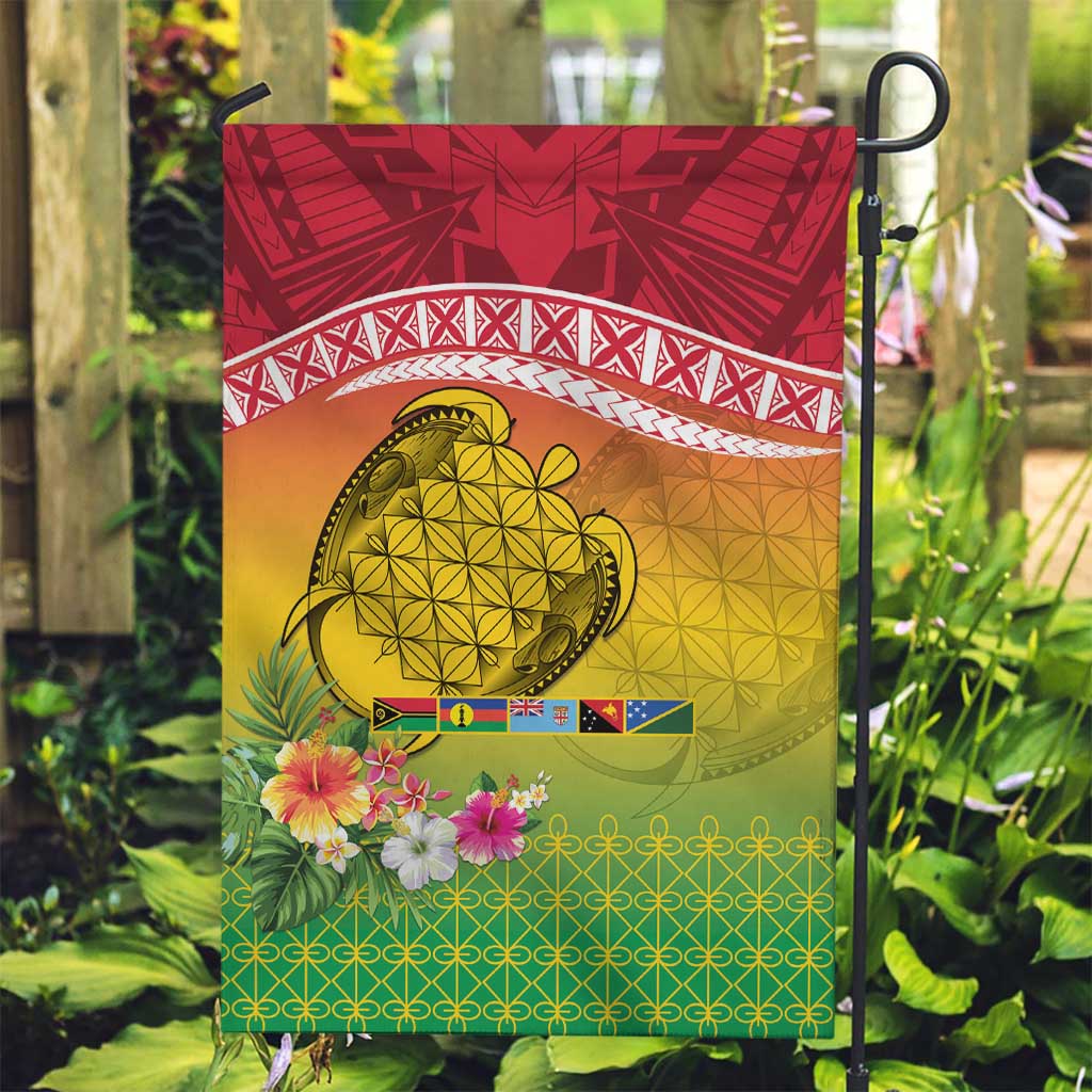 Melanesian Ni-Vanuatu Garden Flag Sea Turtle with Sand Drawing Pattern LT9 Garden Flag Reggae - Polynesian Pride