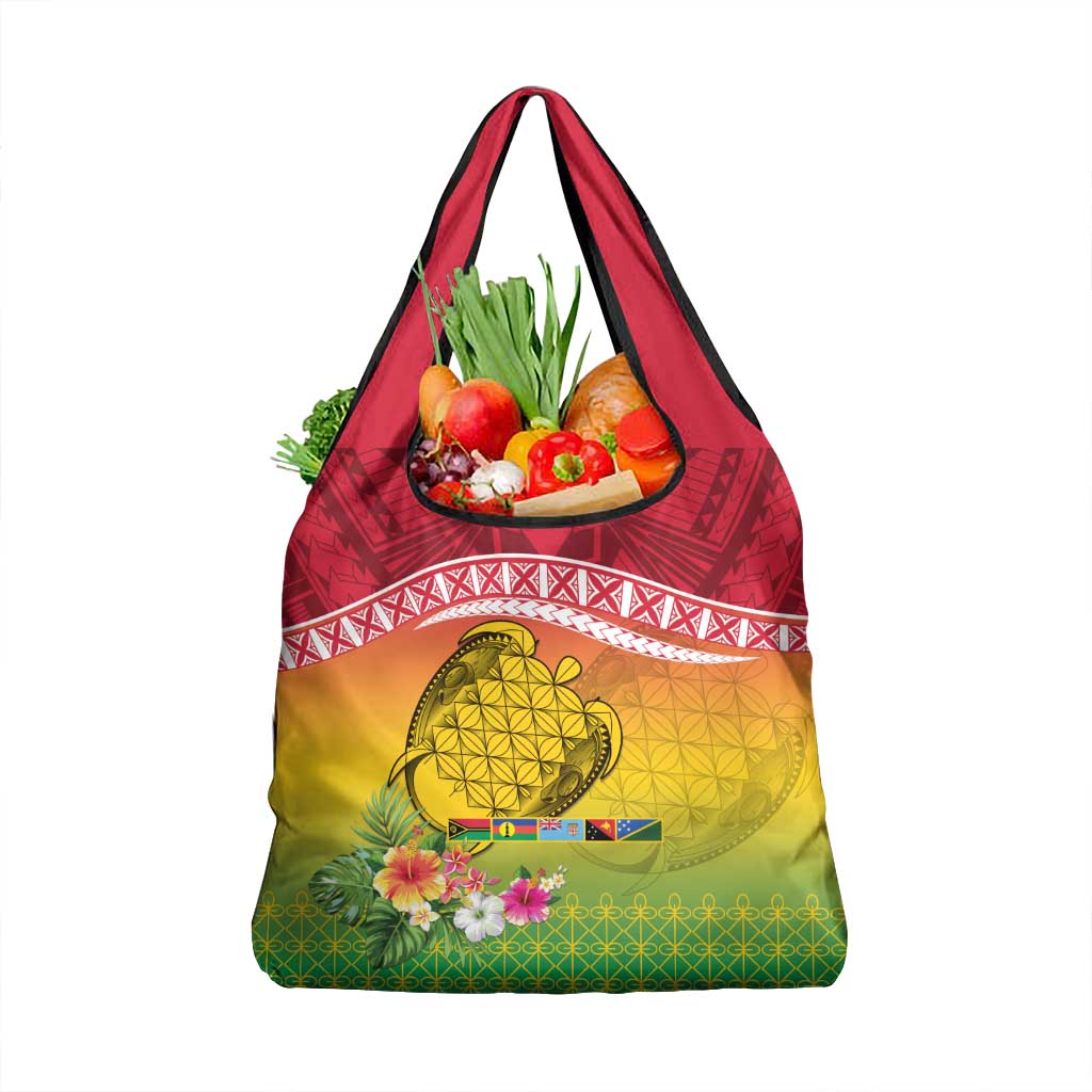 Melanesian Ni-Vanuatu Grocery Bag Sea Turtle with Sand Drawing Pattern