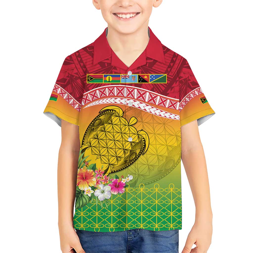 Melanesian Ni-Vanuatu Hawaiian Shirt Sea Turtle with Sand Drawing Pattern LT9 - Polynesian Pride