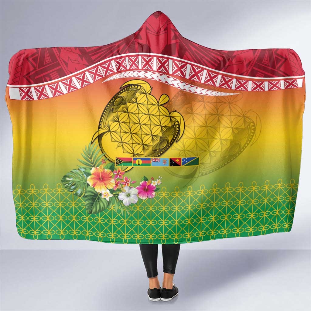 Melanesian Ni-Vanuatu Hooded Blanket Sea Turtle with Sand Drawing Pattern LT9 One Size Reggae - Polynesian Pride