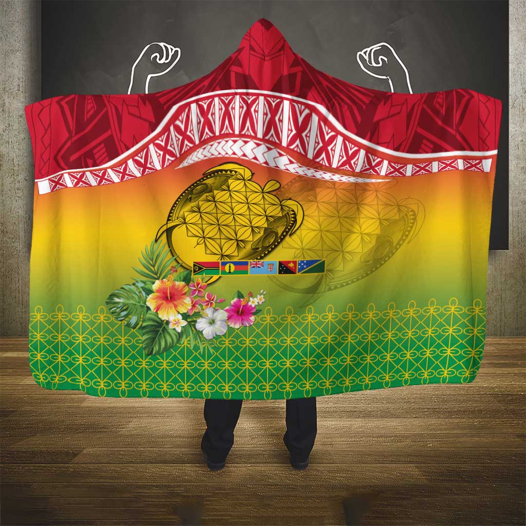 Melanesian Ni-Vanuatu Hooded Blanket Sea Turtle with Sand Drawing Pattern LT9 - Polynesian Pride
