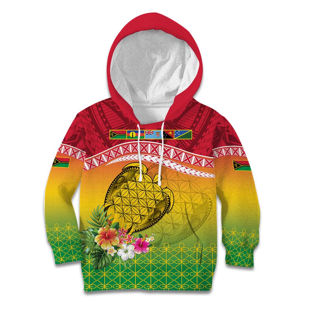 Melanesian Ni-Vanuatu Kid Hoodie Sea Turtle with Sand Drawing Pattern