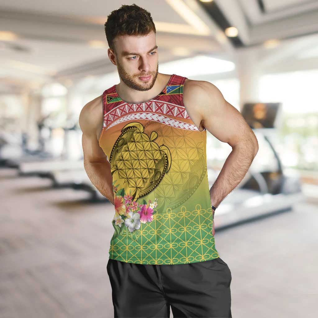 Melanesian Ni-Vanuatu Men Tank Top Sea Turtle with Sand Drawing Pattern LT9 Reggae - Polynesian Pride