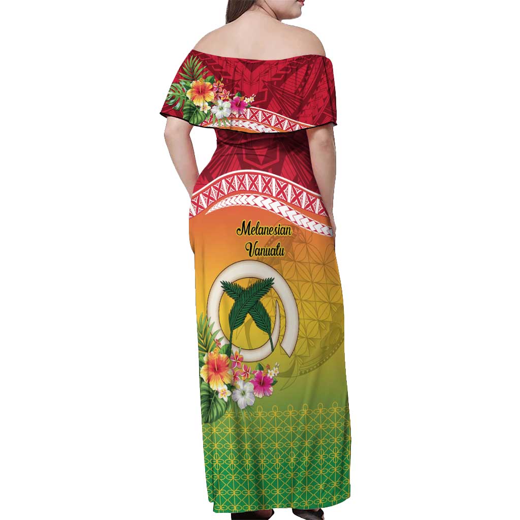 Melanesian Ni-Vanuatu Off Shoulder Maxi Dress Sea Turtle with Sand Drawing Pattern LT9 - Polynesian Pride