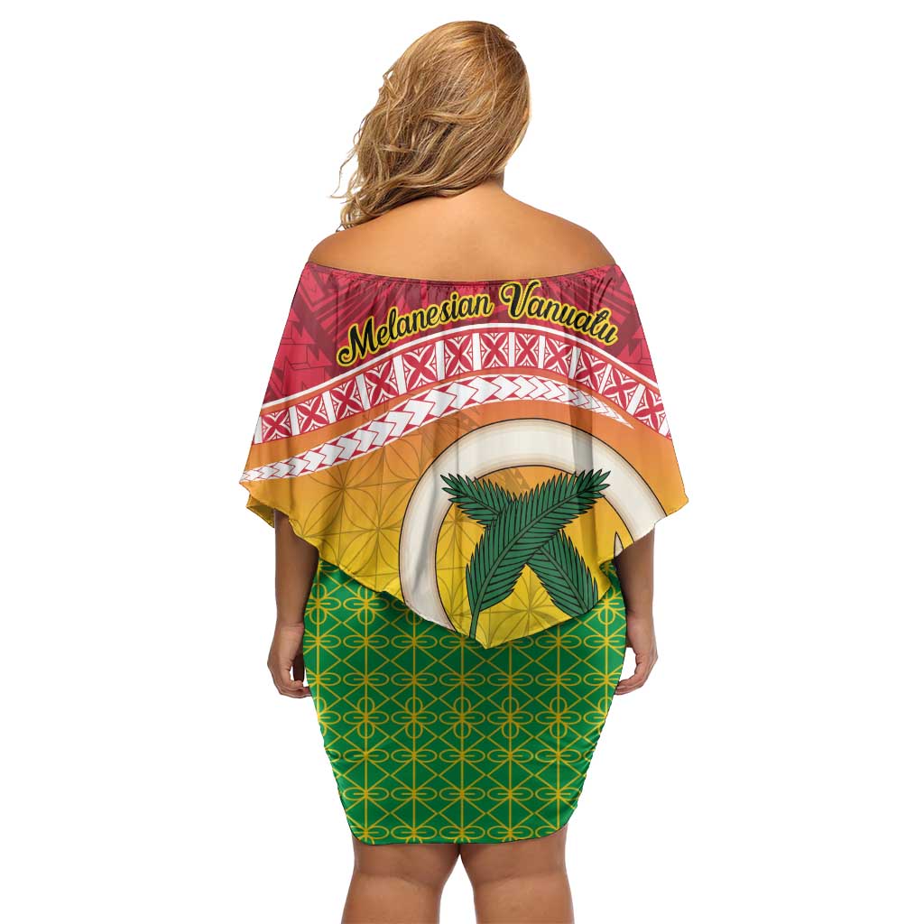 Melanesian Ni-Vanuatu Off Shoulder Short Dress Sea Turtle with Sand Drawing Pattern LT9 - Polynesian Pride