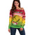 Melanesian Ni-Vanuatu Off Shoulder Sweater Sea Turtle with Sand Drawing Pattern