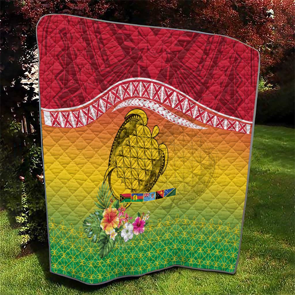 Melanesian Ni-Vanuatu Quilt Sea Turtle with Sand Drawing Pattern