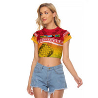 Melanesian Ni-Vanuatu Raglan Cropped T Shirt Sea Turtle with Sand Drawing Pattern LT9 Female Reggae - Polynesian Pride