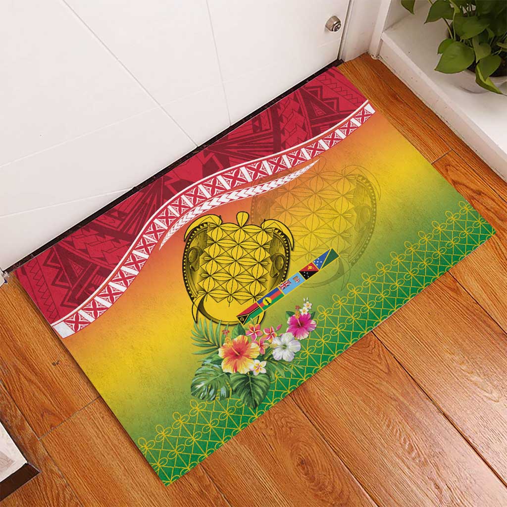 Melanesian Ni-Vanuatu Rubber Doormat Sea Turtle with Sand Drawing Pattern LT9 - Polynesian Pride