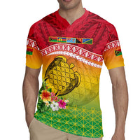 Melanesian Ni-Vanuatu Rugby Jersey Sea Turtle with Sand Drawing Pattern LT9 - Polynesian Pride