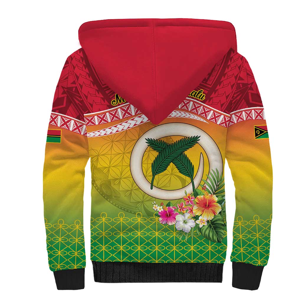 Melanesian Ni-Vanuatu Sherpa Hoodie Sea Turtle with Sand Drawing Pattern LT9 - Polynesian Pride
