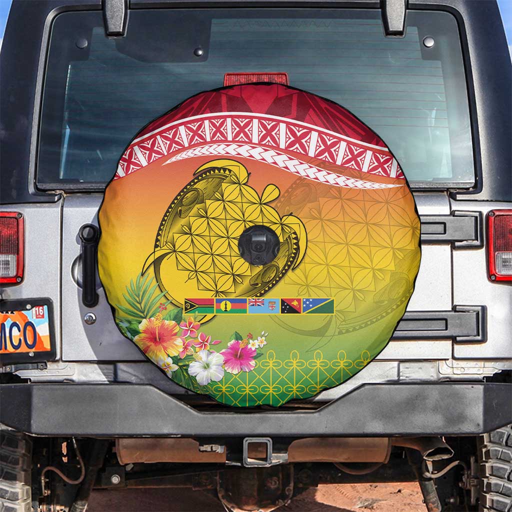 Melanesian Ni-Vanuatu Spare Tire Cover Sea Turtle with Sand Drawing Pattern LT9 Reggae - Polynesian Pride