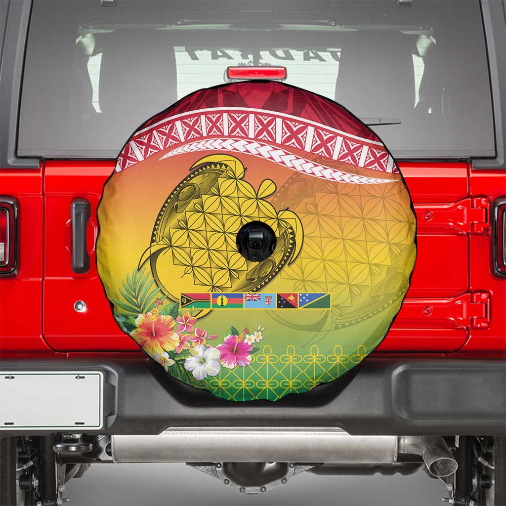 Melanesian Ni-Vanuatu Spare Tire Cover Sea Turtle with Sand Drawing Pattern LT9 - Polynesian Pride