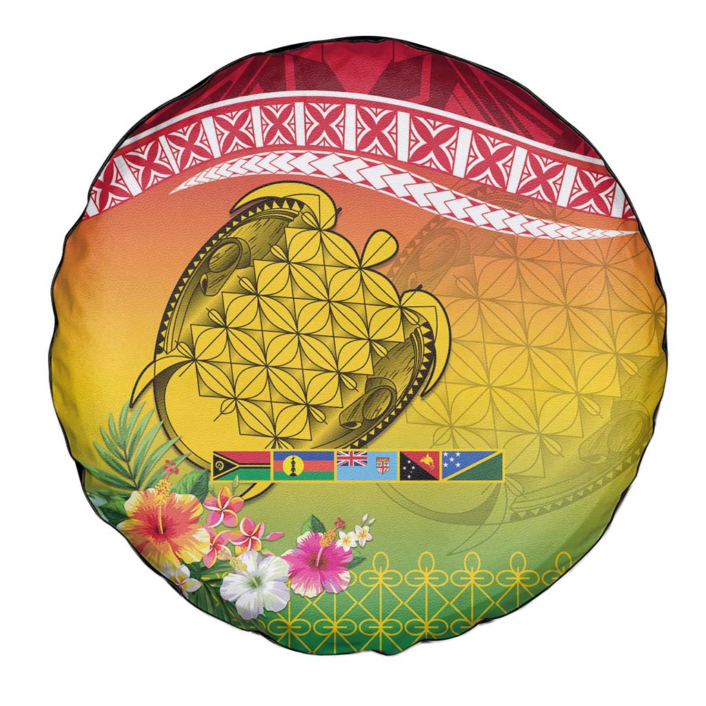 Melanesian Ni-Vanuatu Spare Tire Cover Sea Turtle with Sand Drawing Pattern LT9 - Polynesian Pride