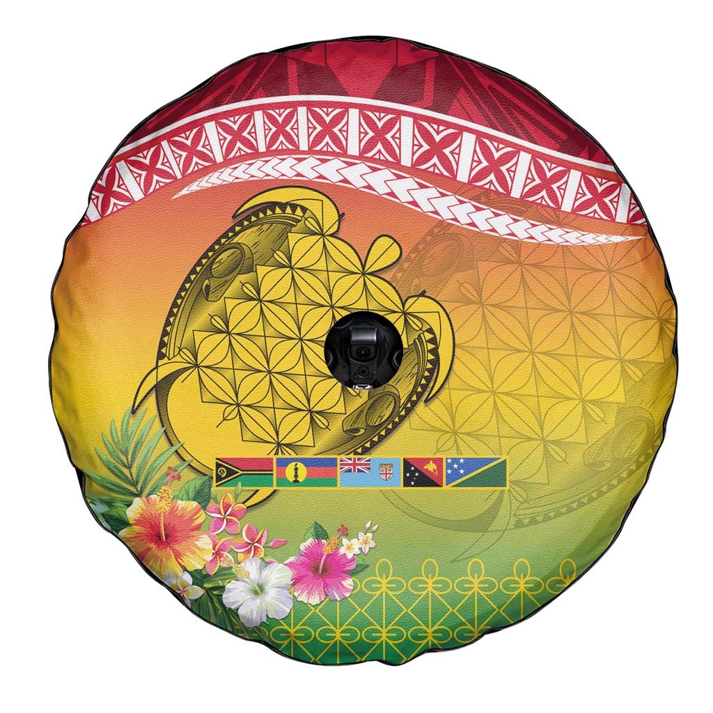 Melanesian Ni-Vanuatu Spare Tire Cover Sea Turtle with Sand Drawing Pattern LT9 - Polynesian Pride