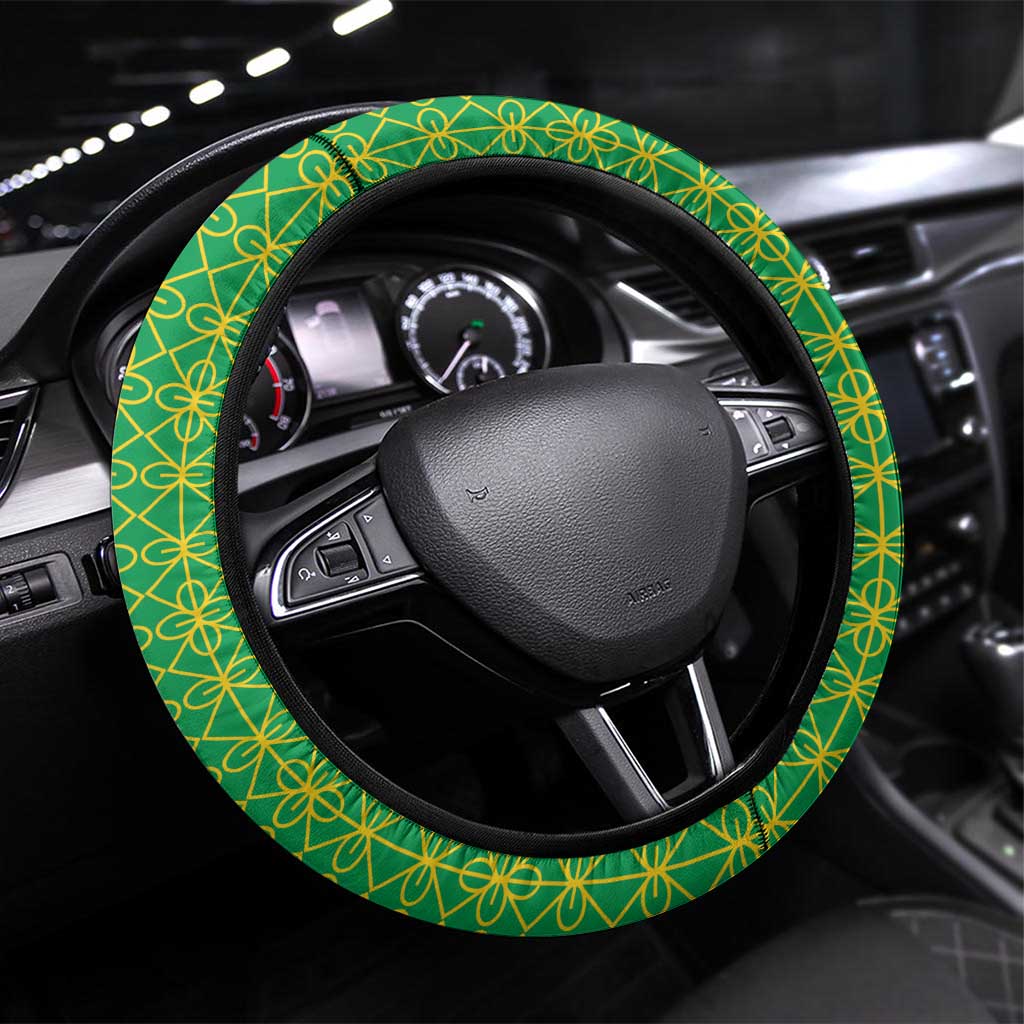 Melanesian Ni-Vanuatu Steering Wheel Cover Sea Turtle with Sand Drawing Pattern LT9 Universal Fit Reggae - Polynesian Pride