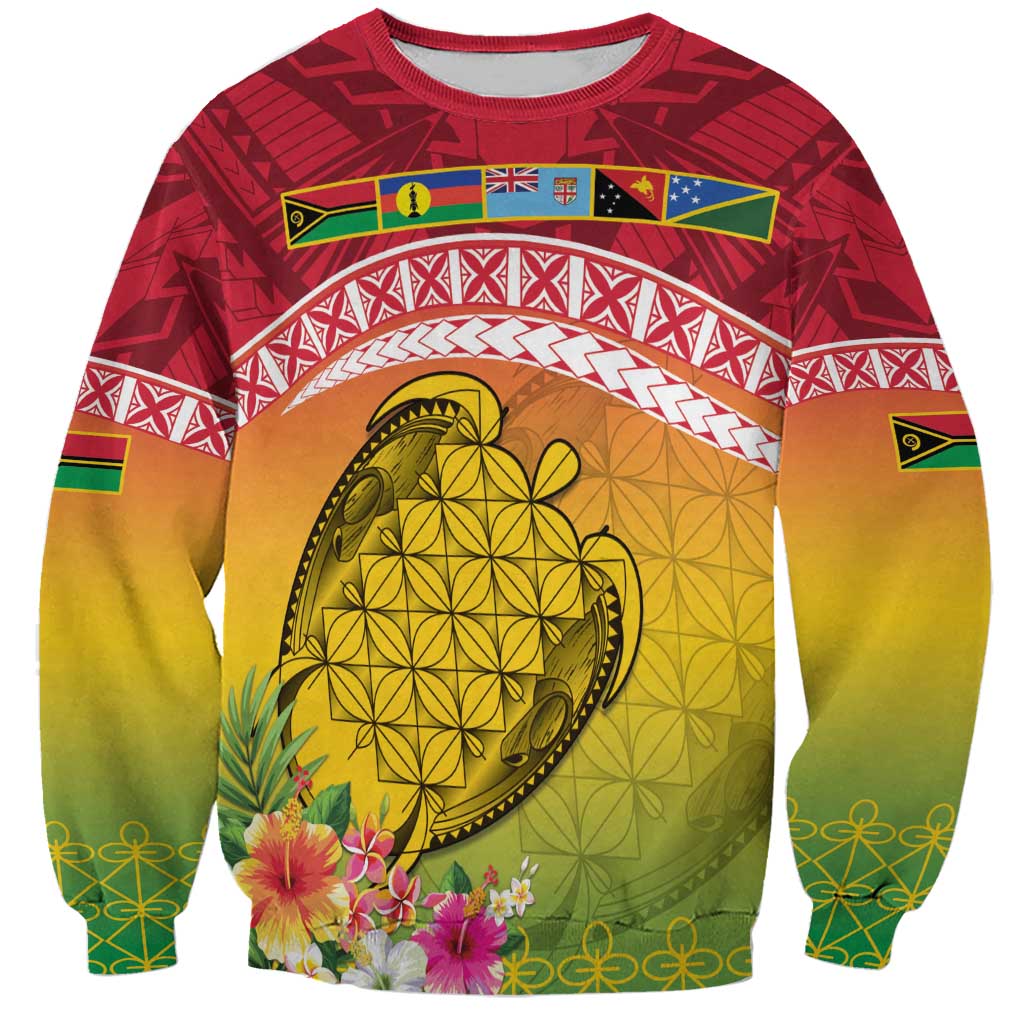 Melanesian Ni-Vanuatu Sweatshirt Sea Turtle with Sand Drawing Pattern