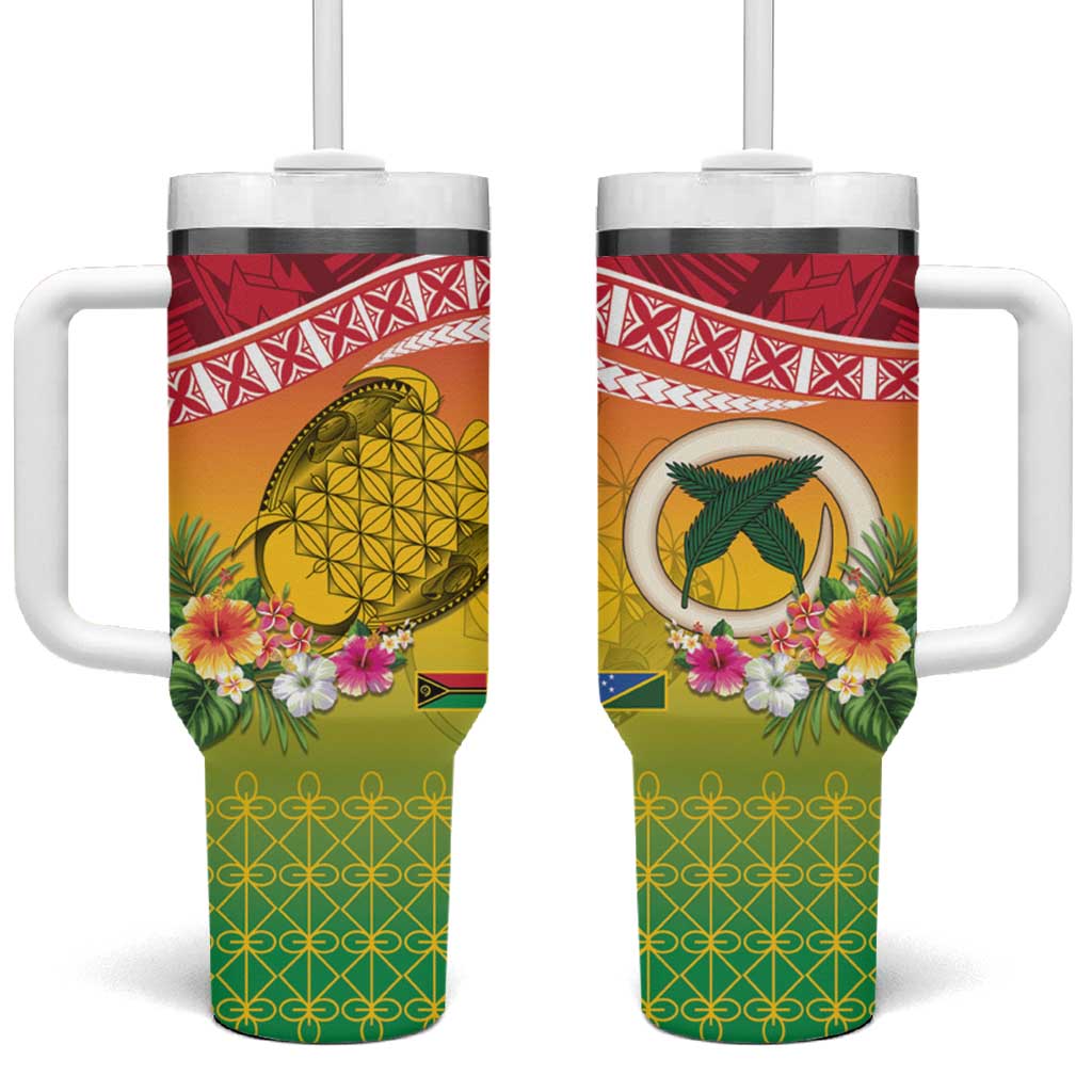 Melanesian Ni-Vanuatu Tumbler With Handle Sea Turtle with Sand Drawing Pattern LT9 One Size: 40 oz Reggae - Polynesian Pride