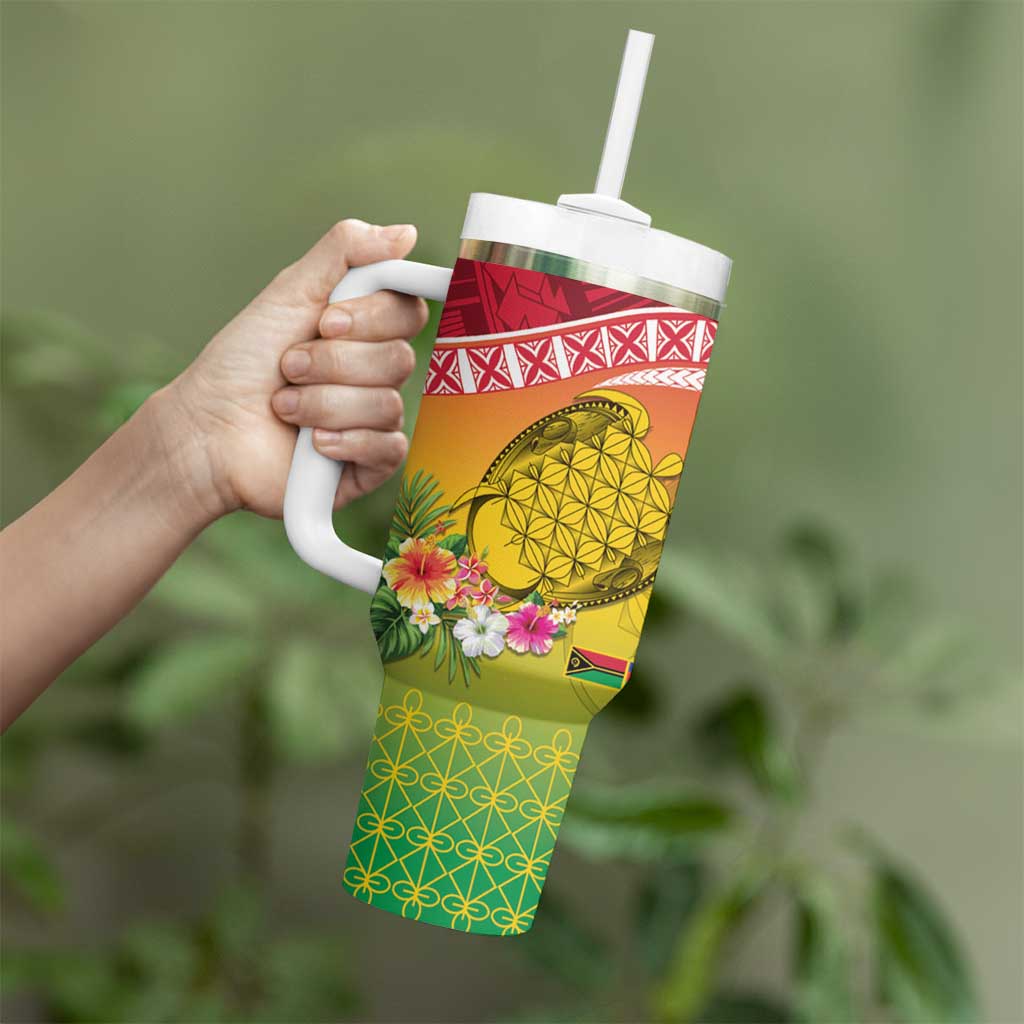 Melanesian Ni-Vanuatu Tumbler With Handle Sea Turtle with Sand Drawing Pattern LT9 - Polynesian Pride
