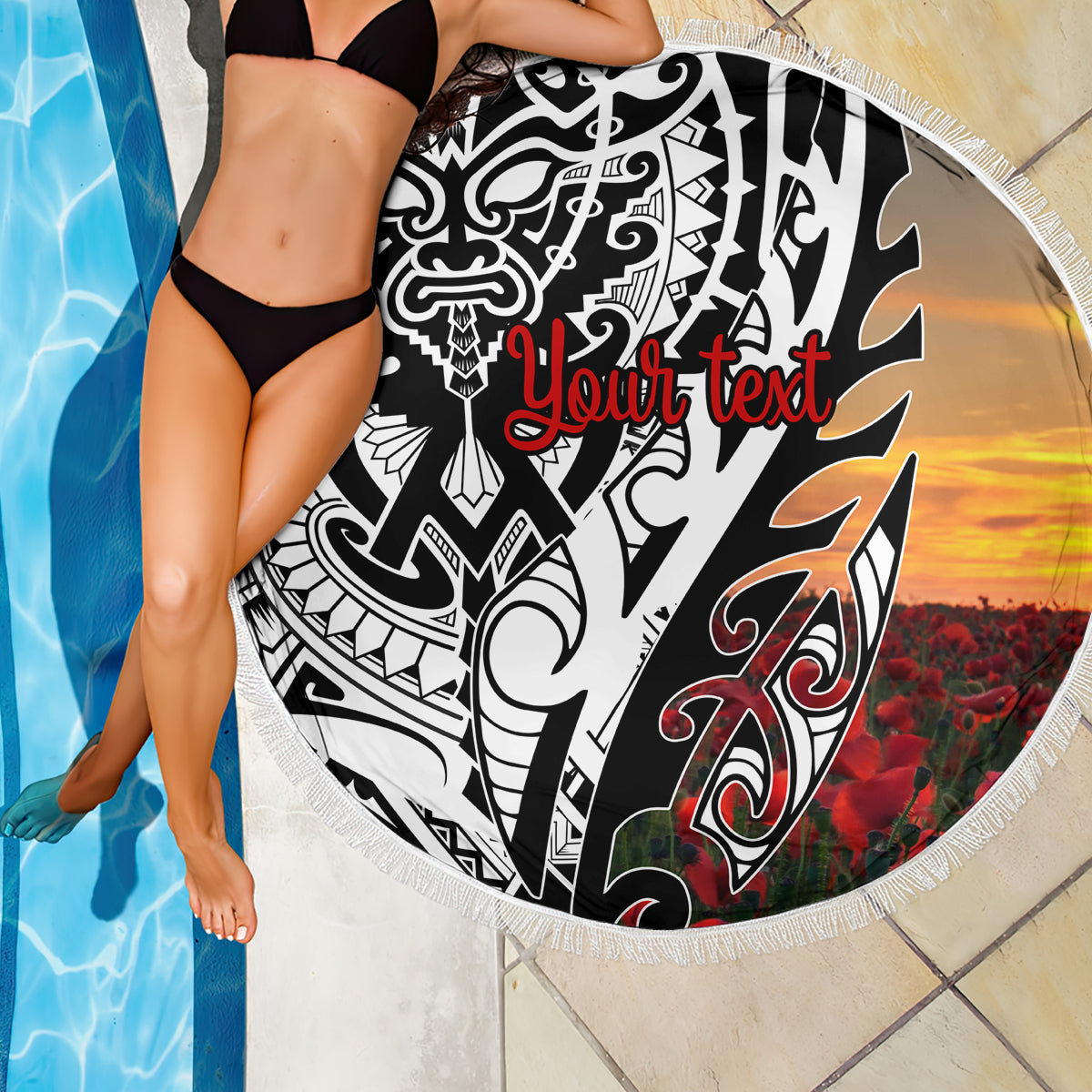 Personalised New Zealand Waitangi and ANZAC day Beach Blanket LT9 - Polynesian Pride