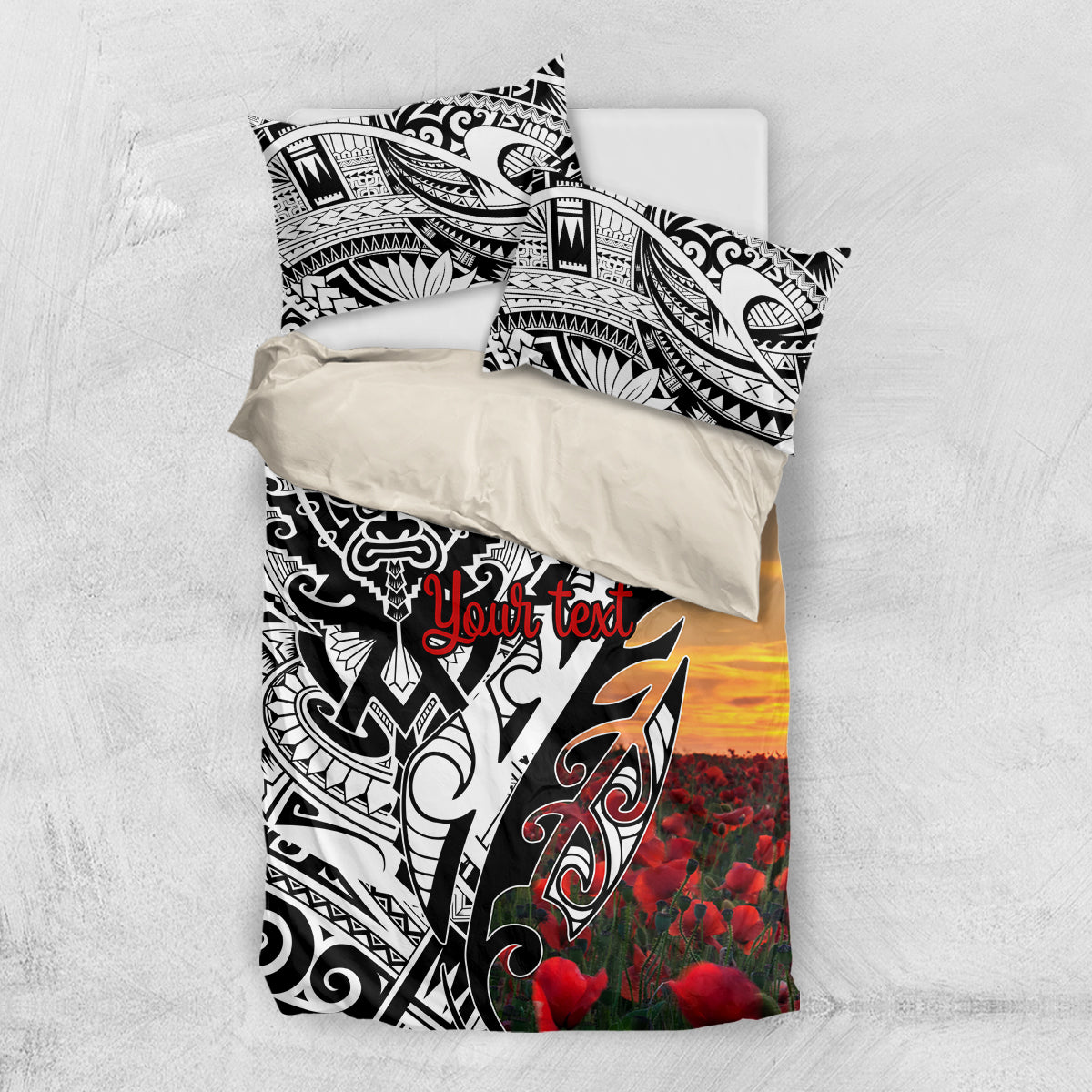 Personalised New Zealand Waitangi and ANZAC day Bedding Set LT9 US Twin 172cm x 218cm White - Polynesian Pride