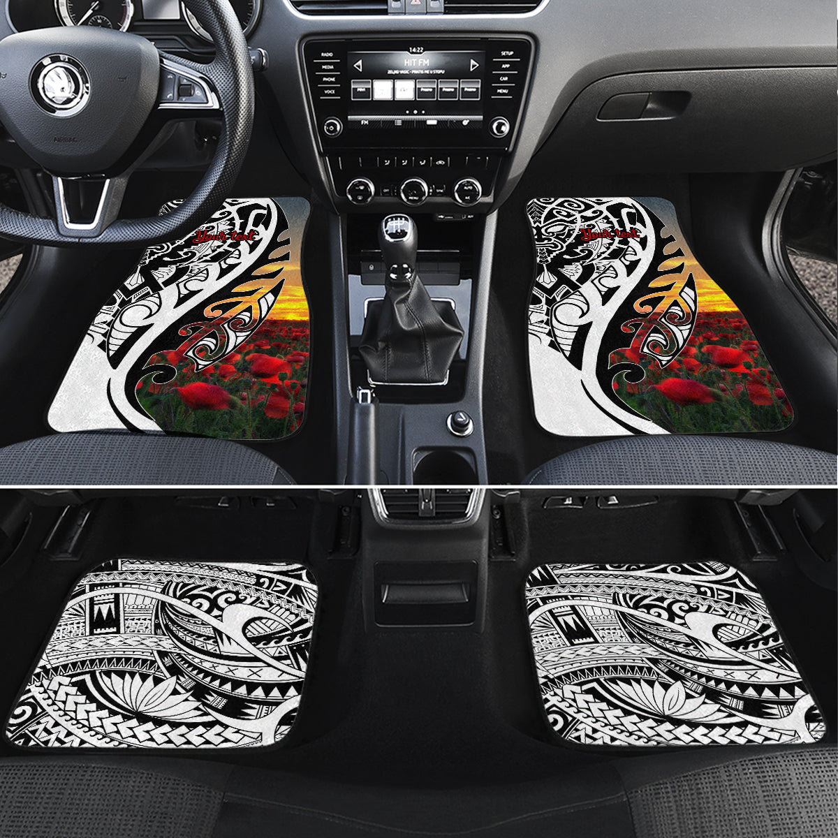 Personalised New Zealand Waitangi and ANZAC day Car Mats LT9 Set 4pcs White - Polynesian Pride