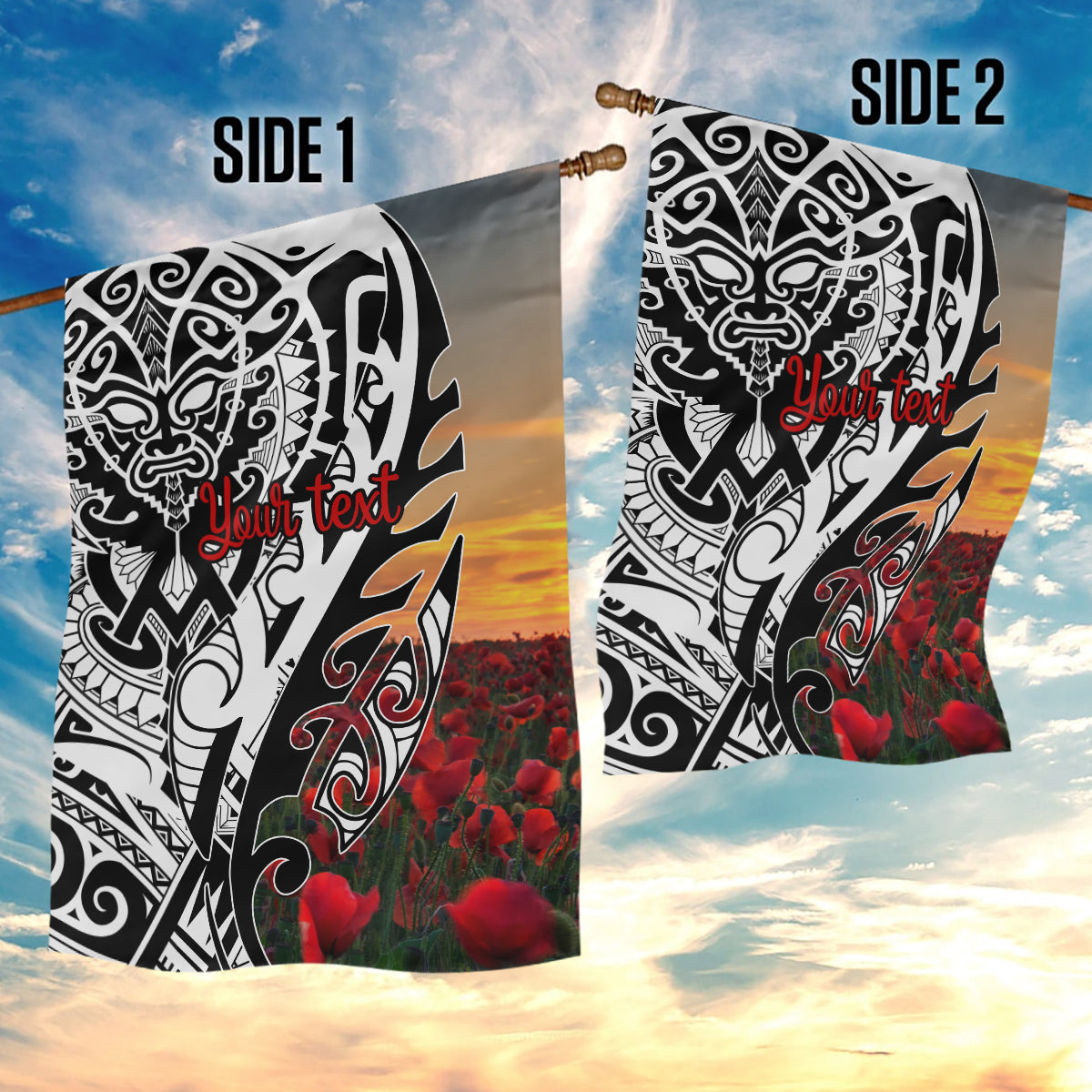Personalised New Zealand Waitangi and ANZAC day Garden Flag LT9 - Polynesian Pride