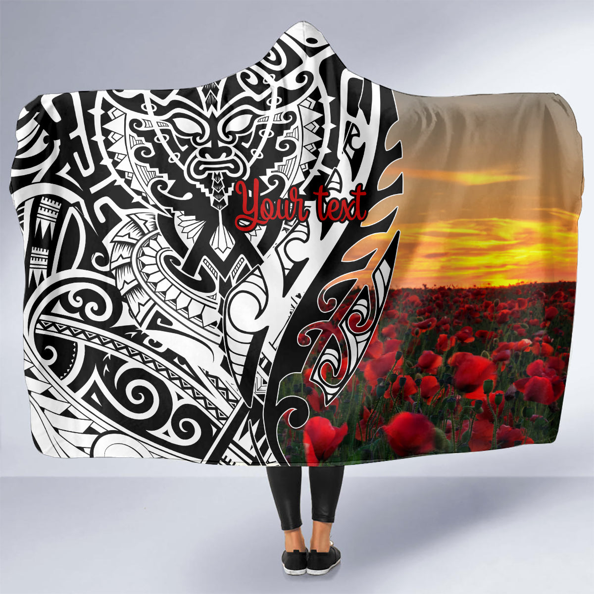 Personalised New Zealand Waitangi and ANZAC day Hooded Blanket LT9 - Polynesian Pride