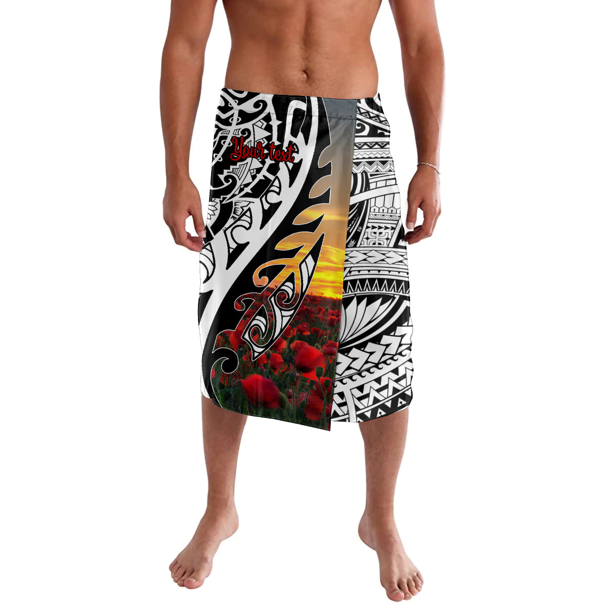 Personalised New Zealand Waitangi and ANZAC day Lavalava LT9 White - Polynesian Pride