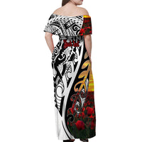 Personalised New Zealand Waitangi and ANZAC day Off Shoulder Maxi Dress LT9 - Polynesian Pride
