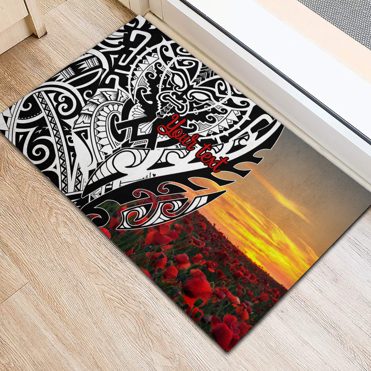 Personalised New Zealand Waitangi and ANZAC day Rubber Doormat LT9 - Polynesian Pride