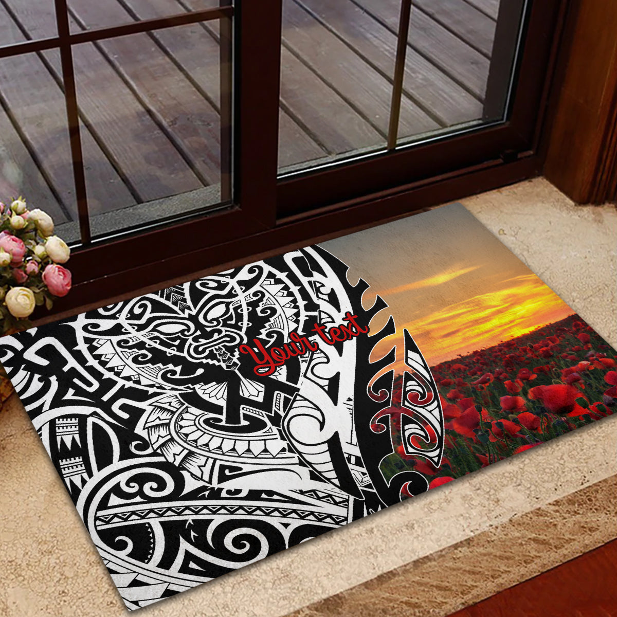 Personalised New Zealand Waitangi and ANZAC day Rubber Doormat LT9 - Polynesian Pride