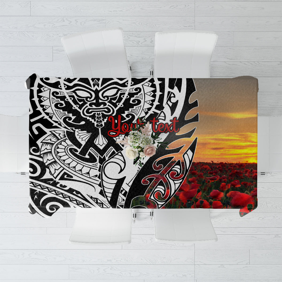 Personalised New Zealand Waitangi and ANZAC day Tablecloth LT9 White - Polynesian Pride