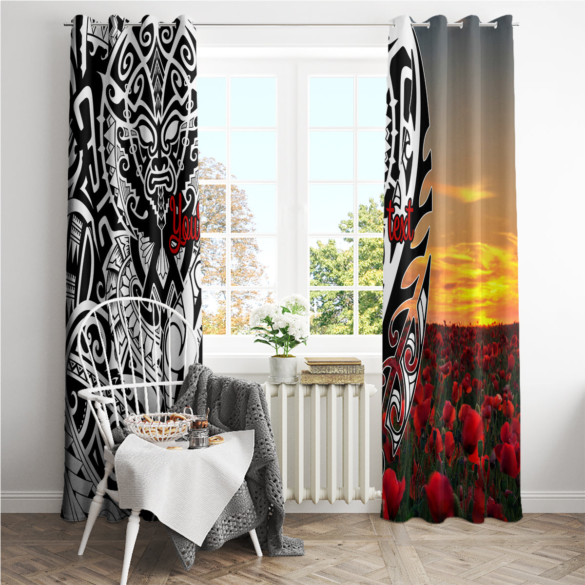 Personalised New Zealand Waitangi and ANZAC day Window Curtain LT9 - Polynesian Pride