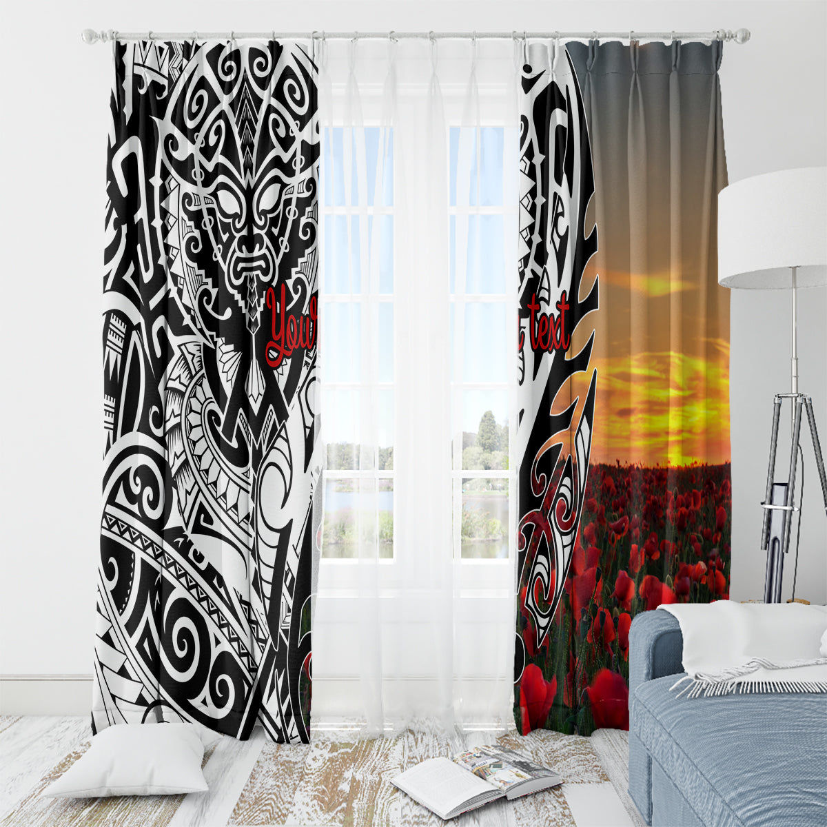 Personalised New Zealand Waitangi and ANZAC day Window Curtain LT9 - Polynesian Pride