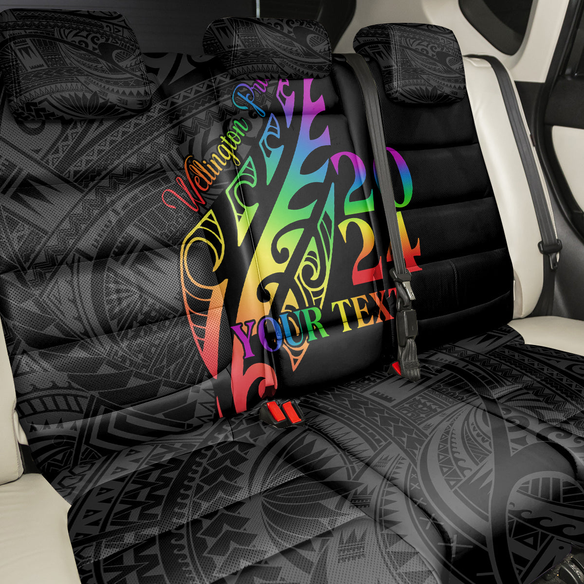 Personalised New Zealand Wellington Pride Back Car Seat Cover Maori Fern with Pride Flag 2024 LT9