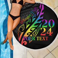 Personalised New Zealand Wellington Pride Beach Blanket Maori Fern with Pride Flag 2024 LT9 - Polynesian Pride