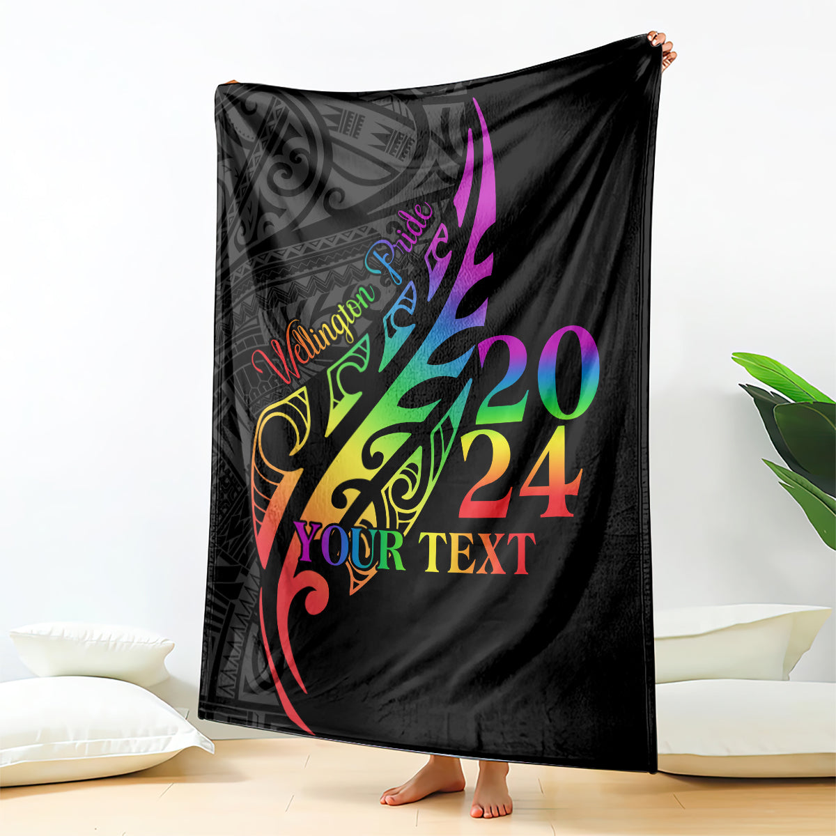 Personalised New Zealand Wellington Pride Blanket Maori Fern with Pride Flag 2024 LT9 - Polynesian Pride