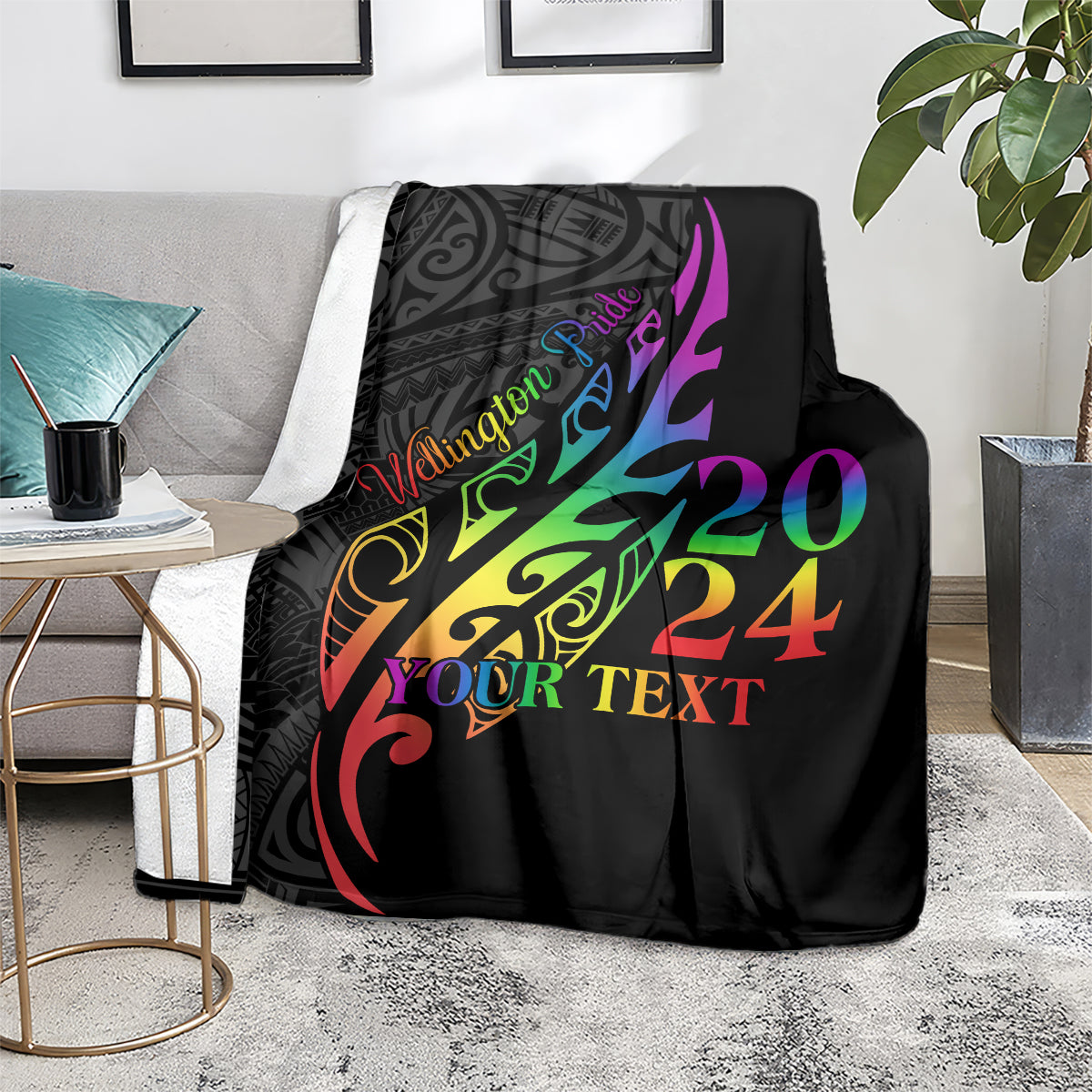 Personalised New Zealand Wellington Pride Blanket Maori Fern with Pride Flag 2024 LT9 - Polynesian Pride