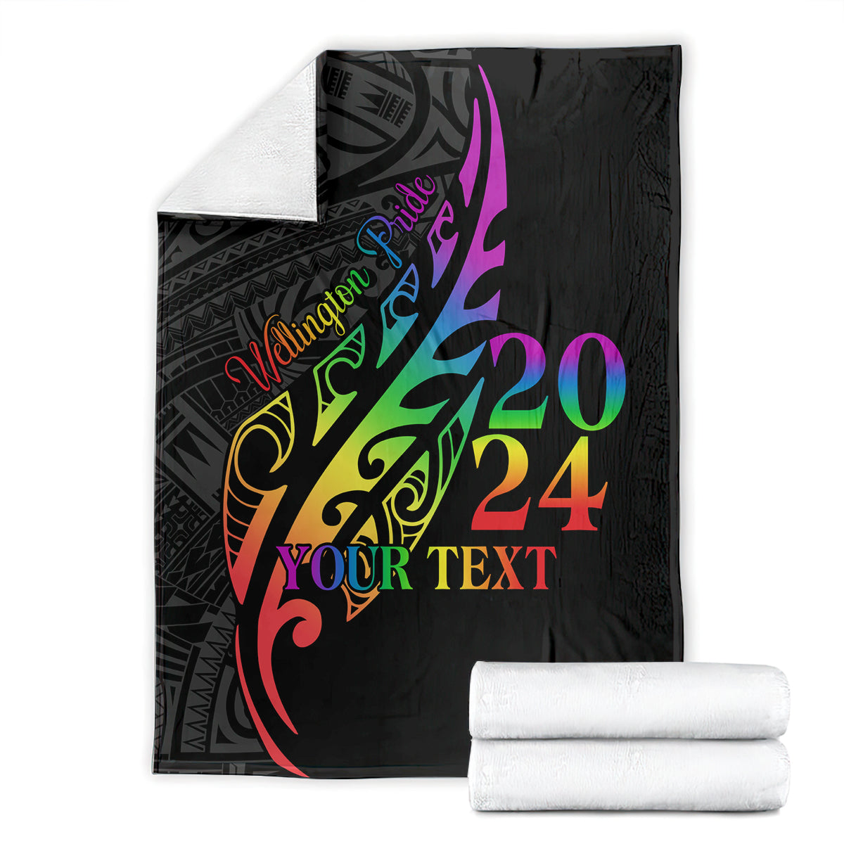Personalised New Zealand Wellington Pride Blanket Maori Fern with Pride Flag 2024 LT9 - Polynesian Pride