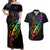 Personalised New Zealand Wellington Pride Couples Matching Off Shoulder Maxi Dress and Hawaiian Shirt Maori Fern with Pride Flag 2024 LT9 Black - Polynesian Pride