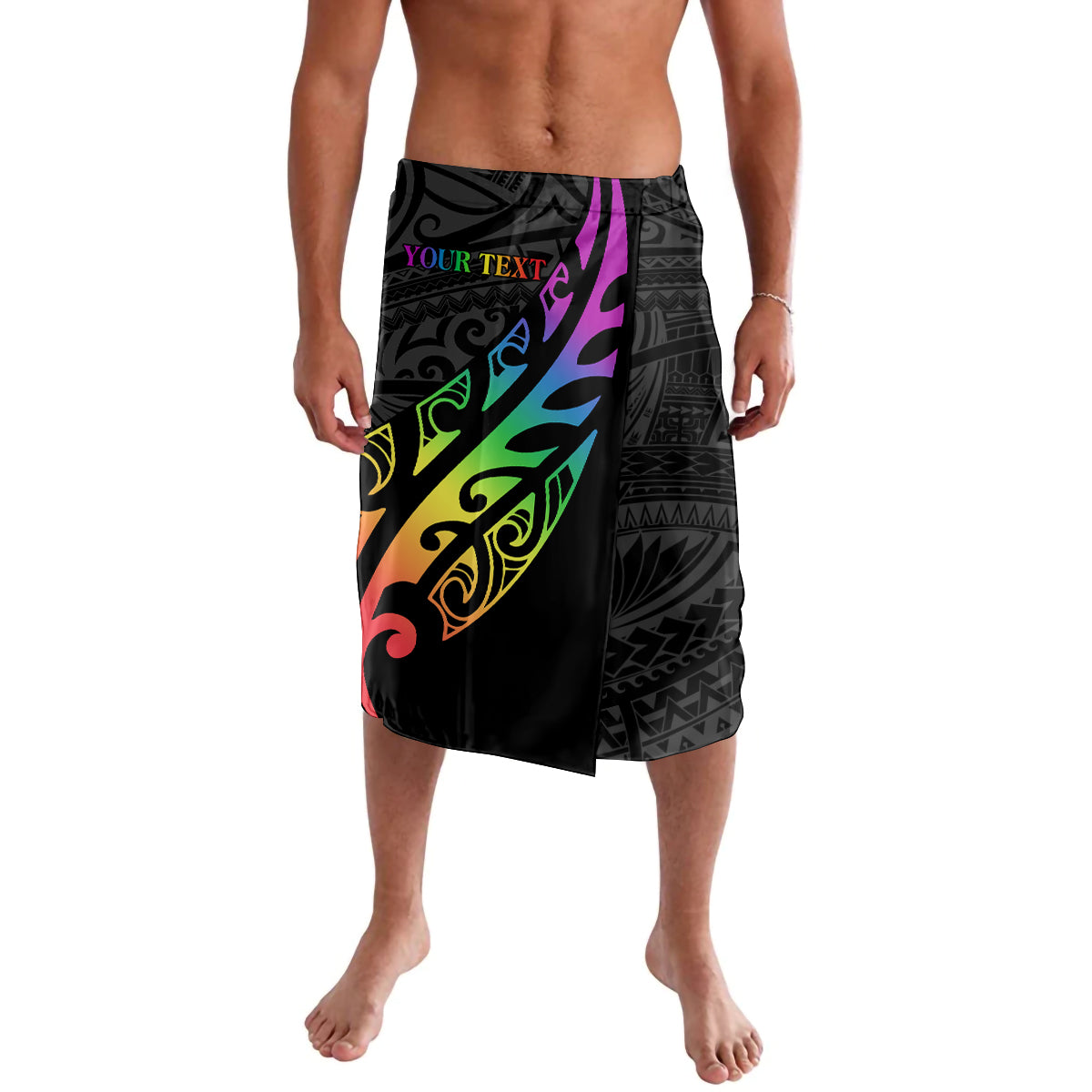 Personalised New Zealand Wellington Pride Lavalava Maori Fern with Pride Flag 2024 LT9 Black - Polynesian Pride