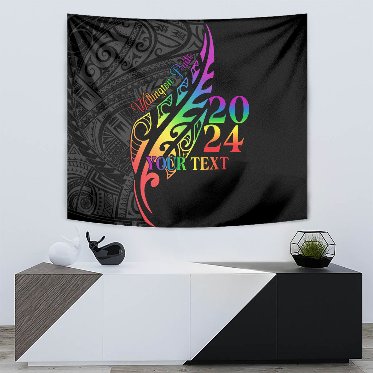 Personalised New Zealand Wellington Pride Tapestry Maori Fern with Pride Flag 2024 LT9 - Polynesian Pride