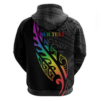 Personalised New Zealand Wellington Pride Zip Hoodie Maori Fern with Pride Flag 2024 LT9 - Polynesian Pride