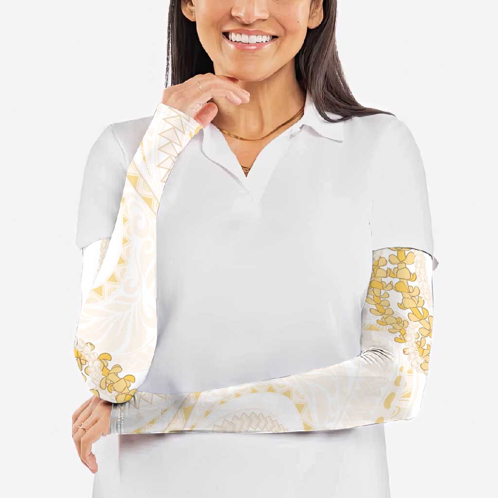 Aloha Lei Onaona Arm Sleeves Beige Hawaiian Tribal Pattern - Polynesian Pride