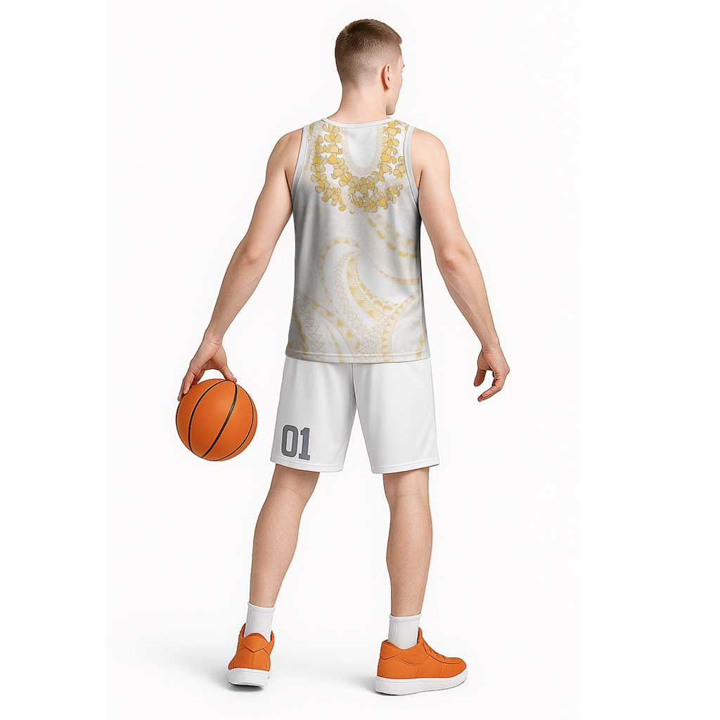 Aloha Lei Onaona Basketball Jersey Beige Hawaiian Tribal Pattern LT9 - Polynesian Pride